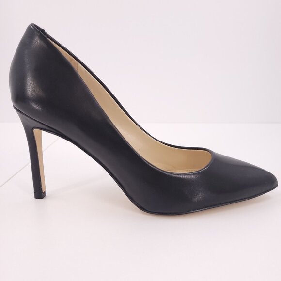 Nine West EZRA Black Leather Heels Stiletto Slip-On Pointy Toe - Picture 4 of 16